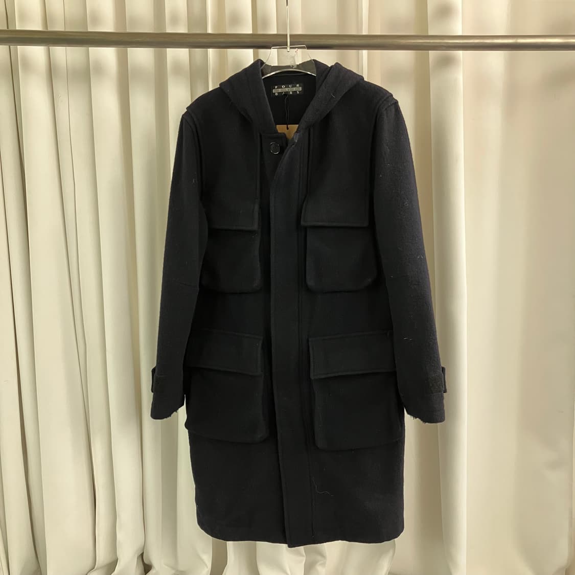 JPN VTG 빈티지 네이비 울 후드 코트 L 상품이미지1