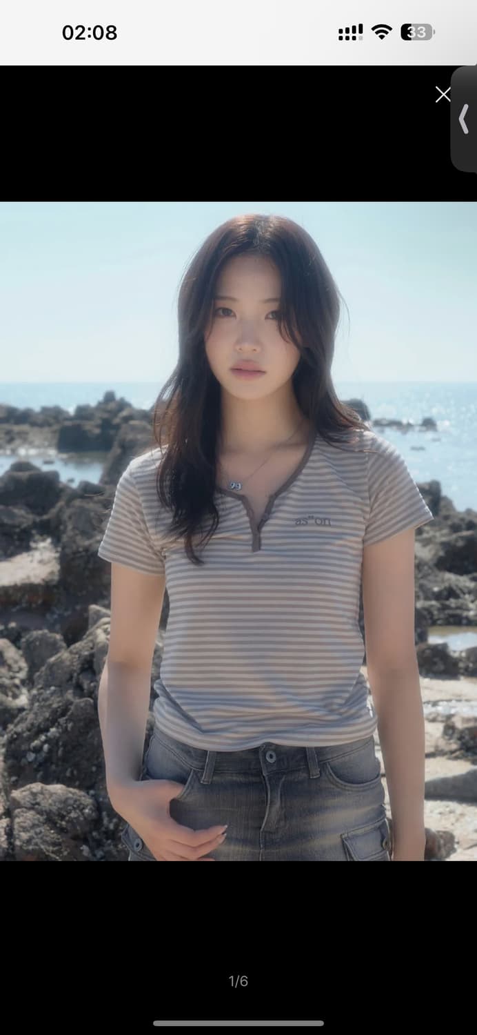 애즈온 반팔 티셔츠CANDY STRIPE T / BEIGE 상품이미지1