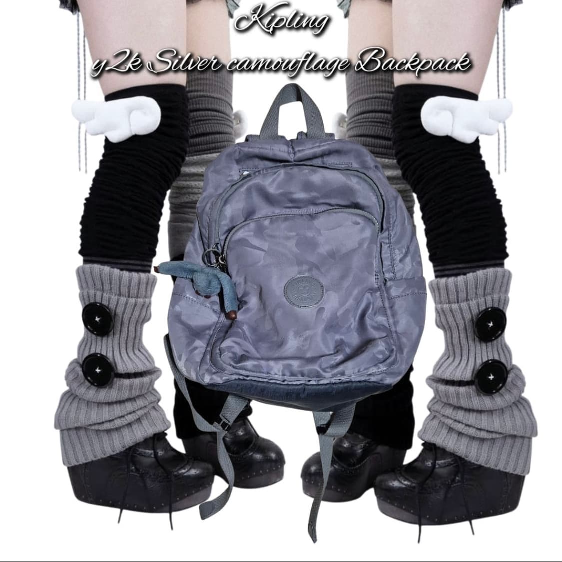 Kipling y2k Silver camouflage Backpack 상품이미지1