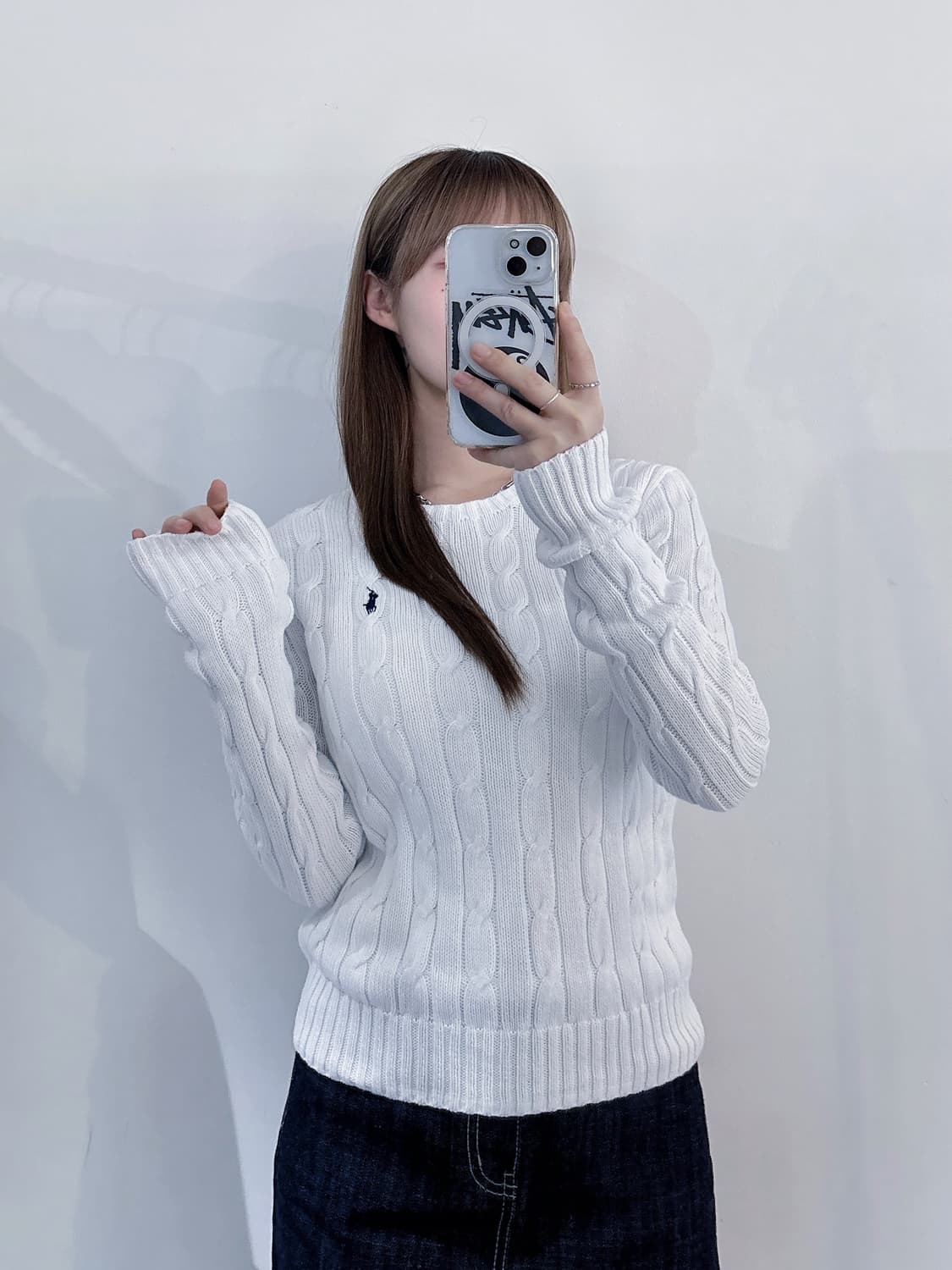 폴로랄프로렌 qr 네이비포니 화이트 케이블 니트 상품이미지1