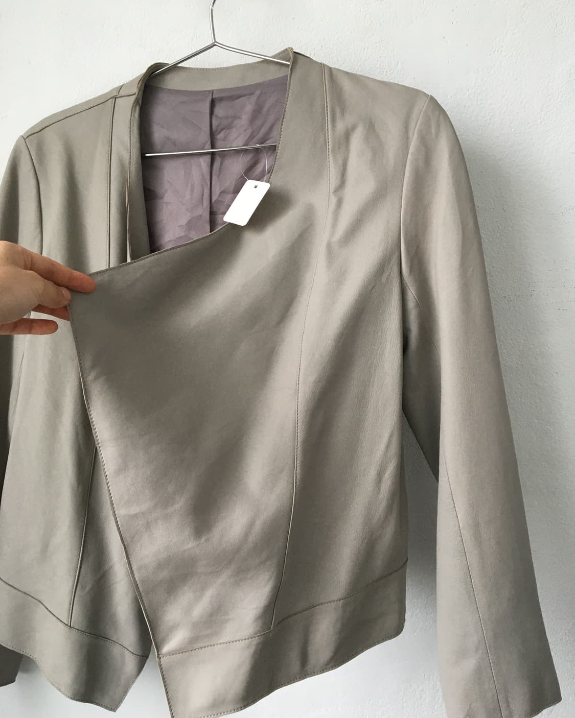 Drape point leather open jacket 상품이미지5