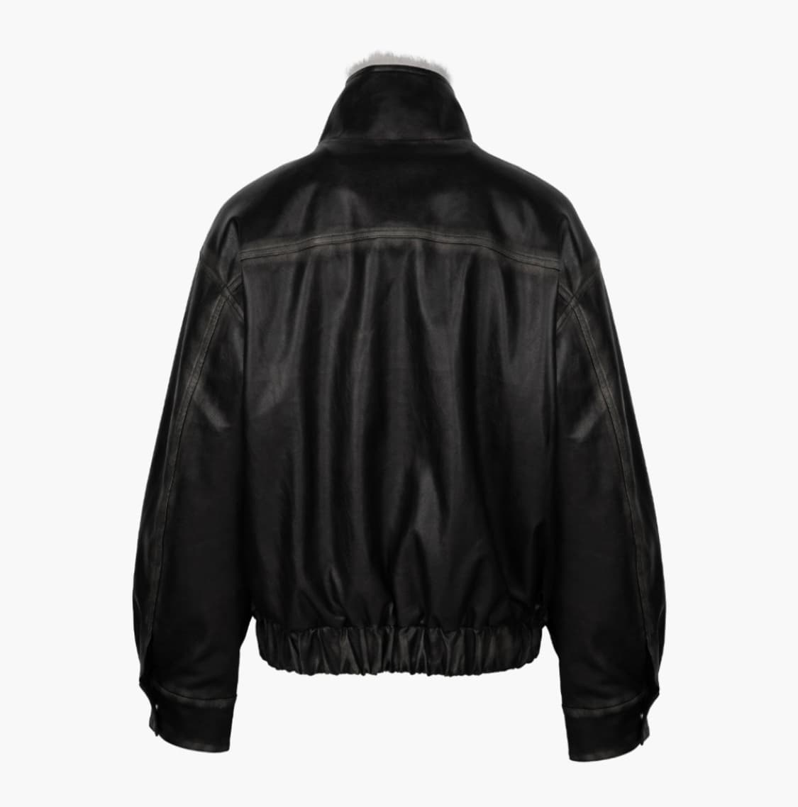 러프넥 워싱레더 무스탕 자켓 그레이 S 상품이미지4