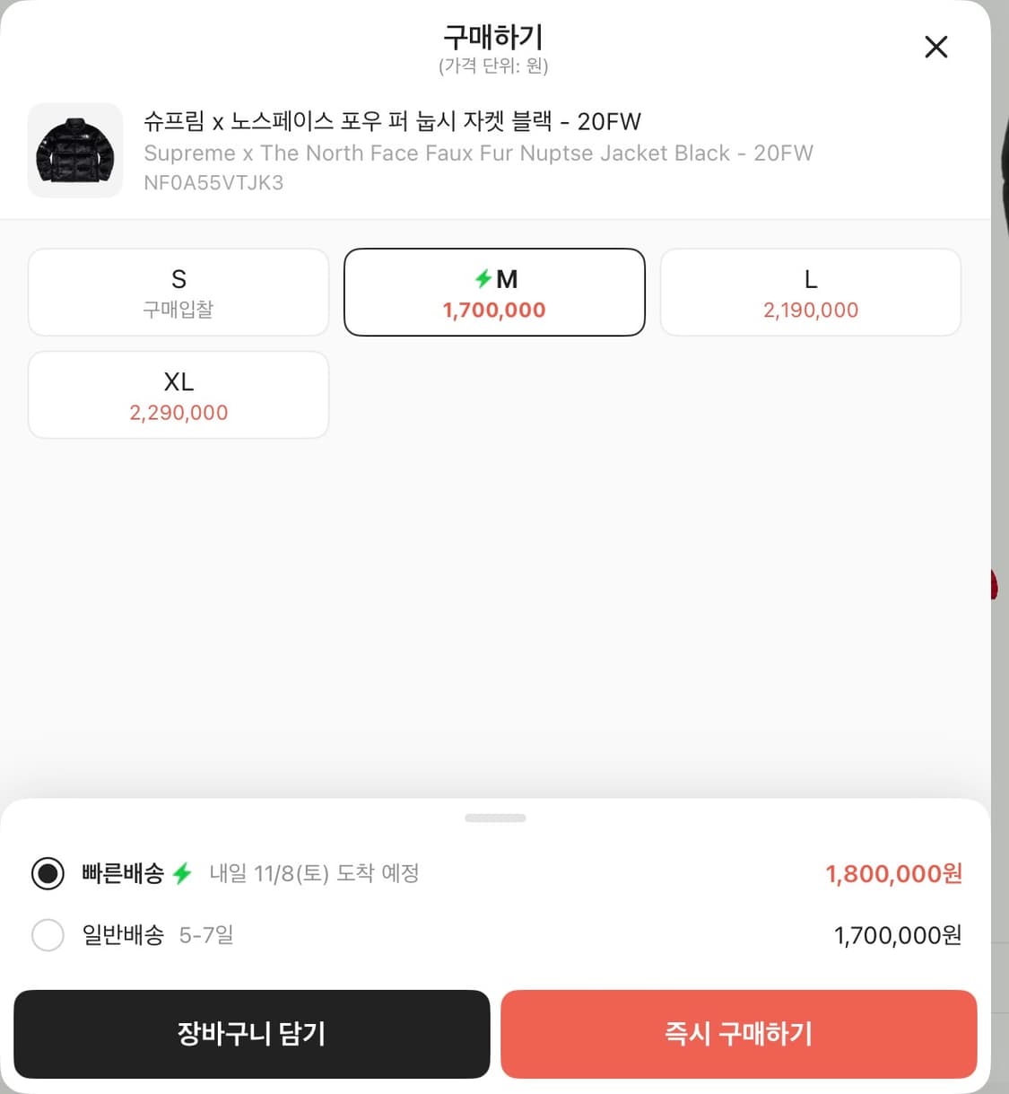 슈프림 x 노스페이스 포우 퍼 눕시 자켓 상품이미지3