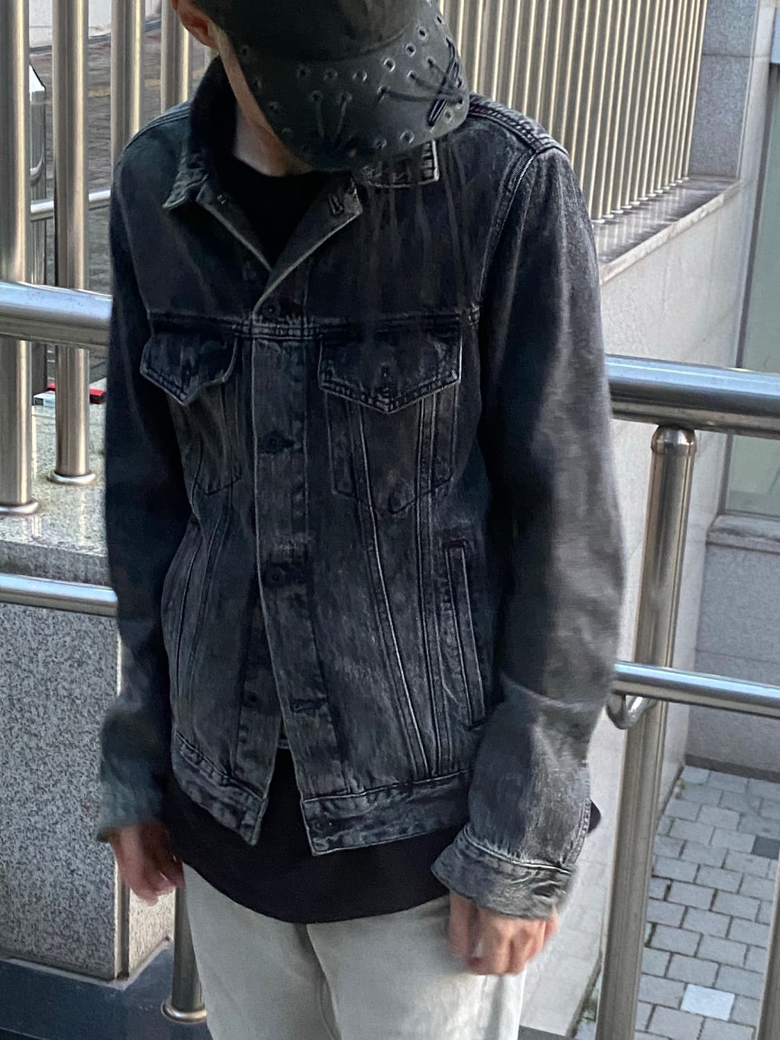 Off White art piece denim jacket M black 상품이미지2