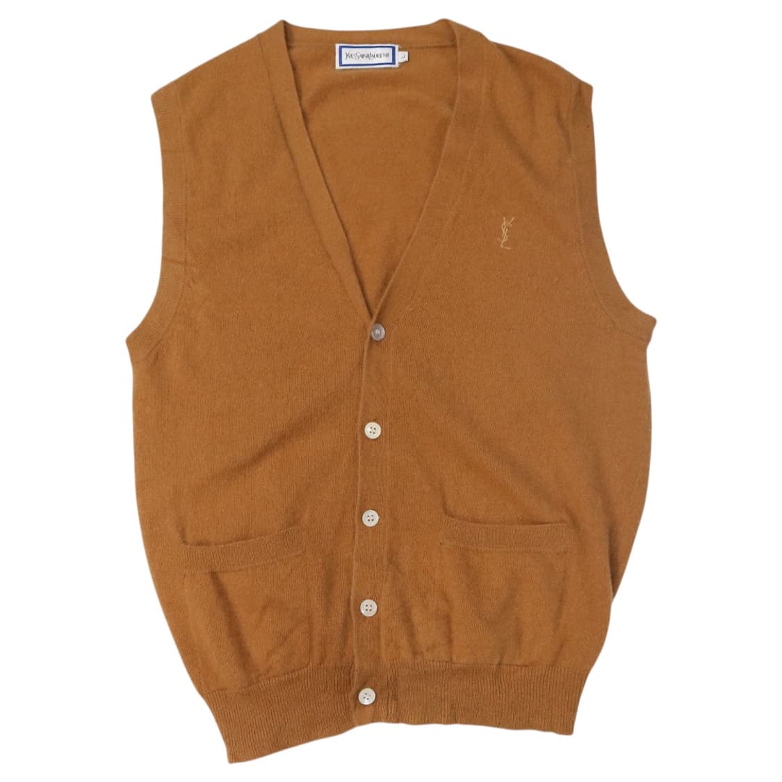 입생로랑 90s 빈티지 100% 캐시미어 니트 베스트 카멜 (L) 상품이미지1