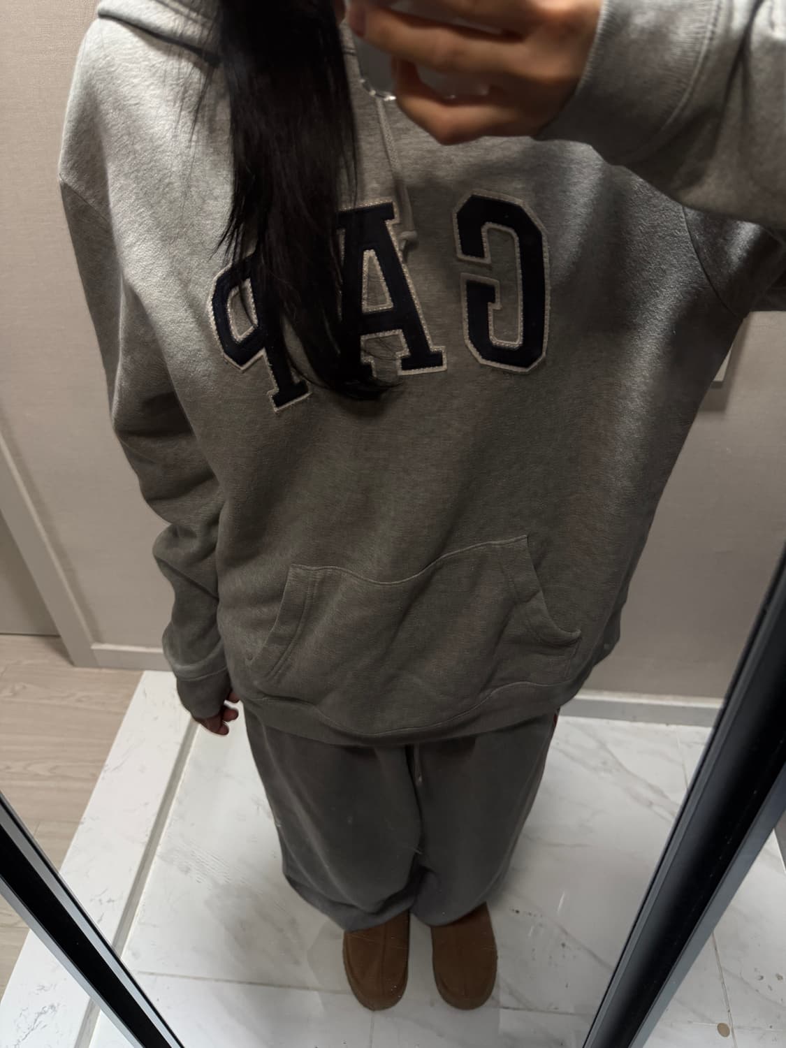 갭 그레이 후드티 L 상품이미지1