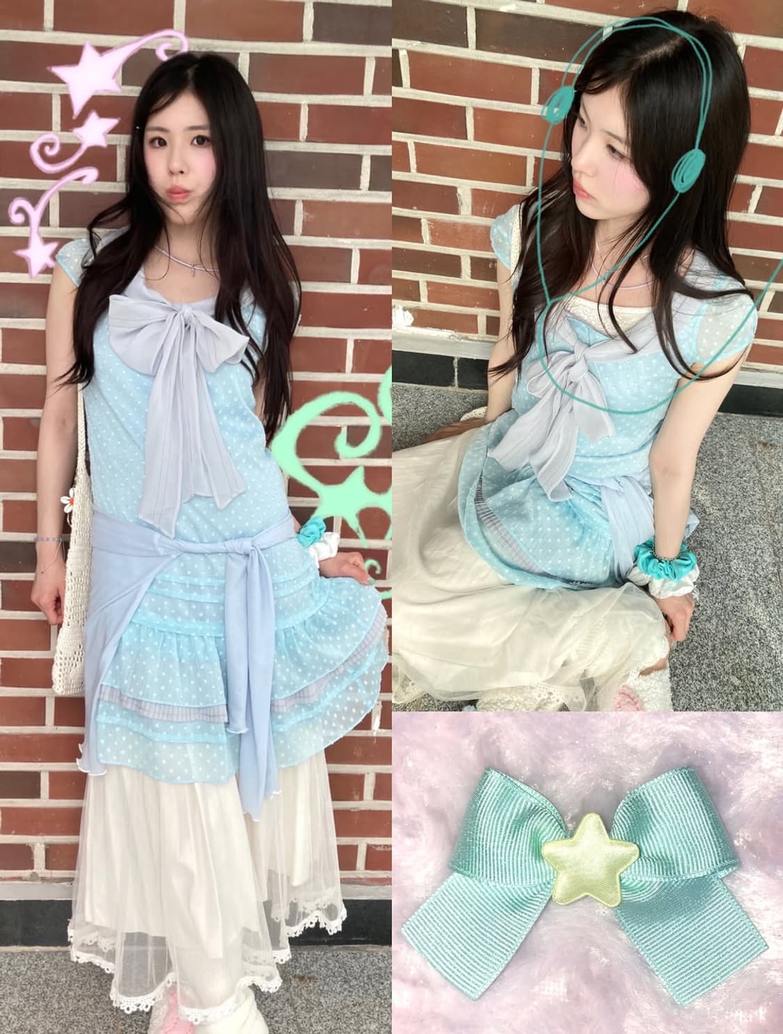 민트소라 도트히메 빈티지 코디세트 4pcs 상품이미지1