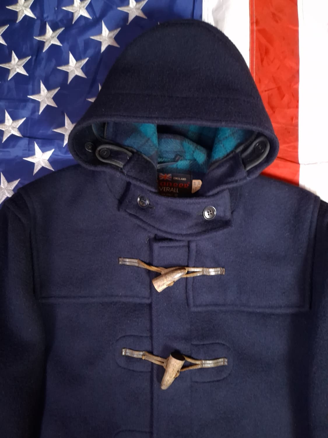 80's 오리지날 영국제조 글로버올 울 타탄체크 더플코트 상품이미지2