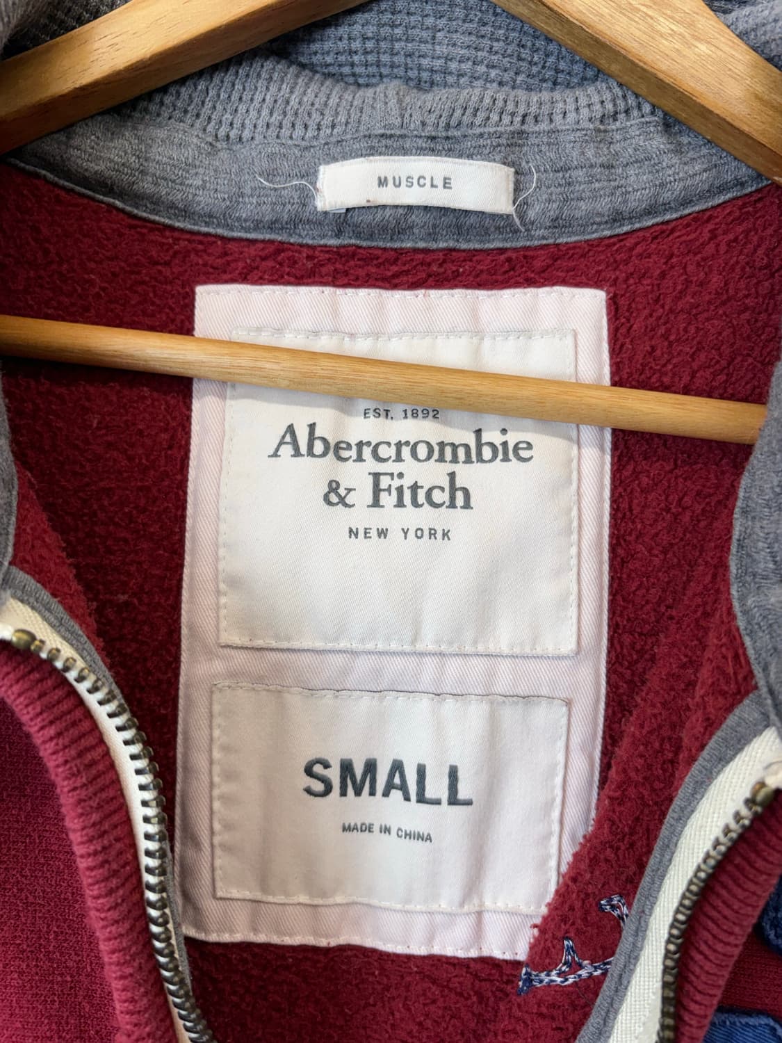 아베크롬비 빈티지 버건디 후드집업 상품이미지6