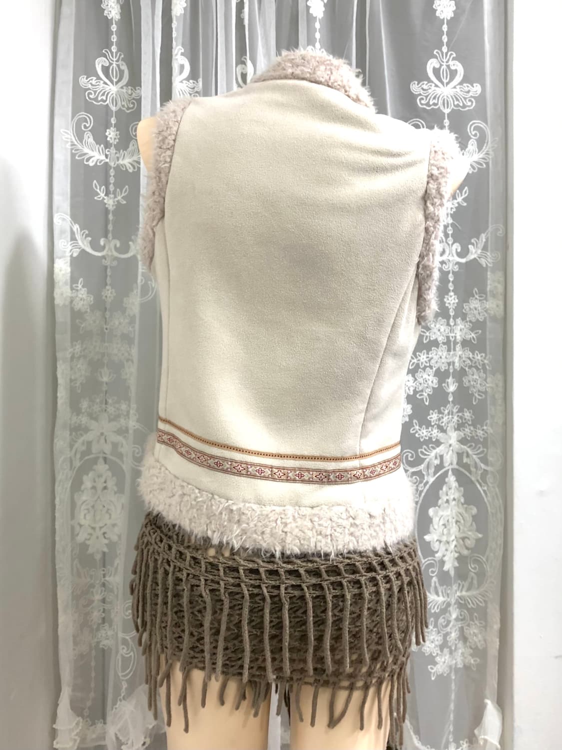 bohemian pattern fur vest 상품이미지3