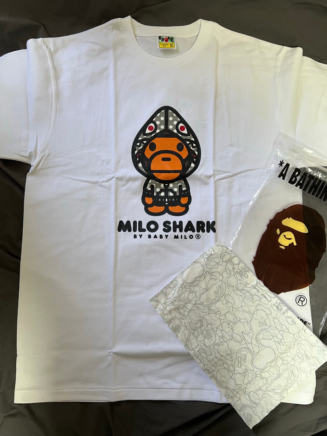 (XL) 베이프 베이비 마일로 샤크 화이트 블랙 새상품 상품이미지2