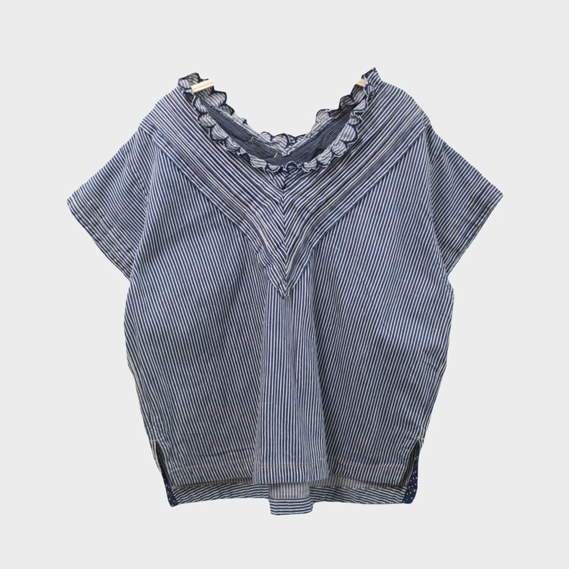 45RPM 데님 러플 블라우스 66218 상품이미지1