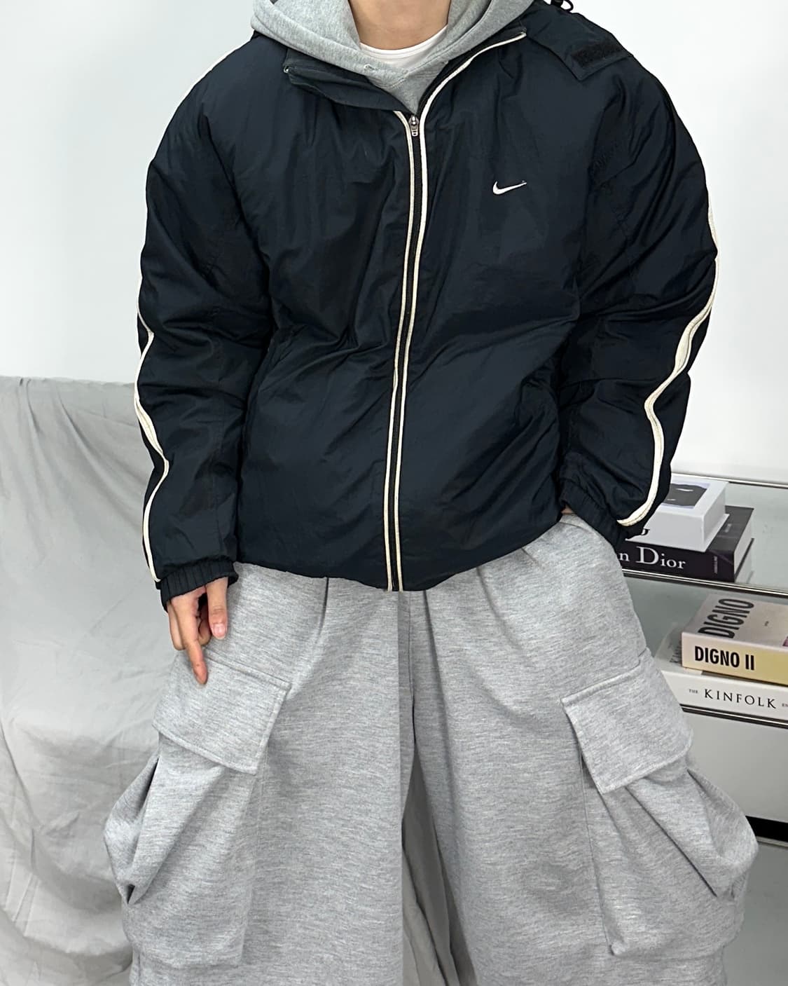 나이키 블랙 사이드라인 바람막이 XL 상품이미지2