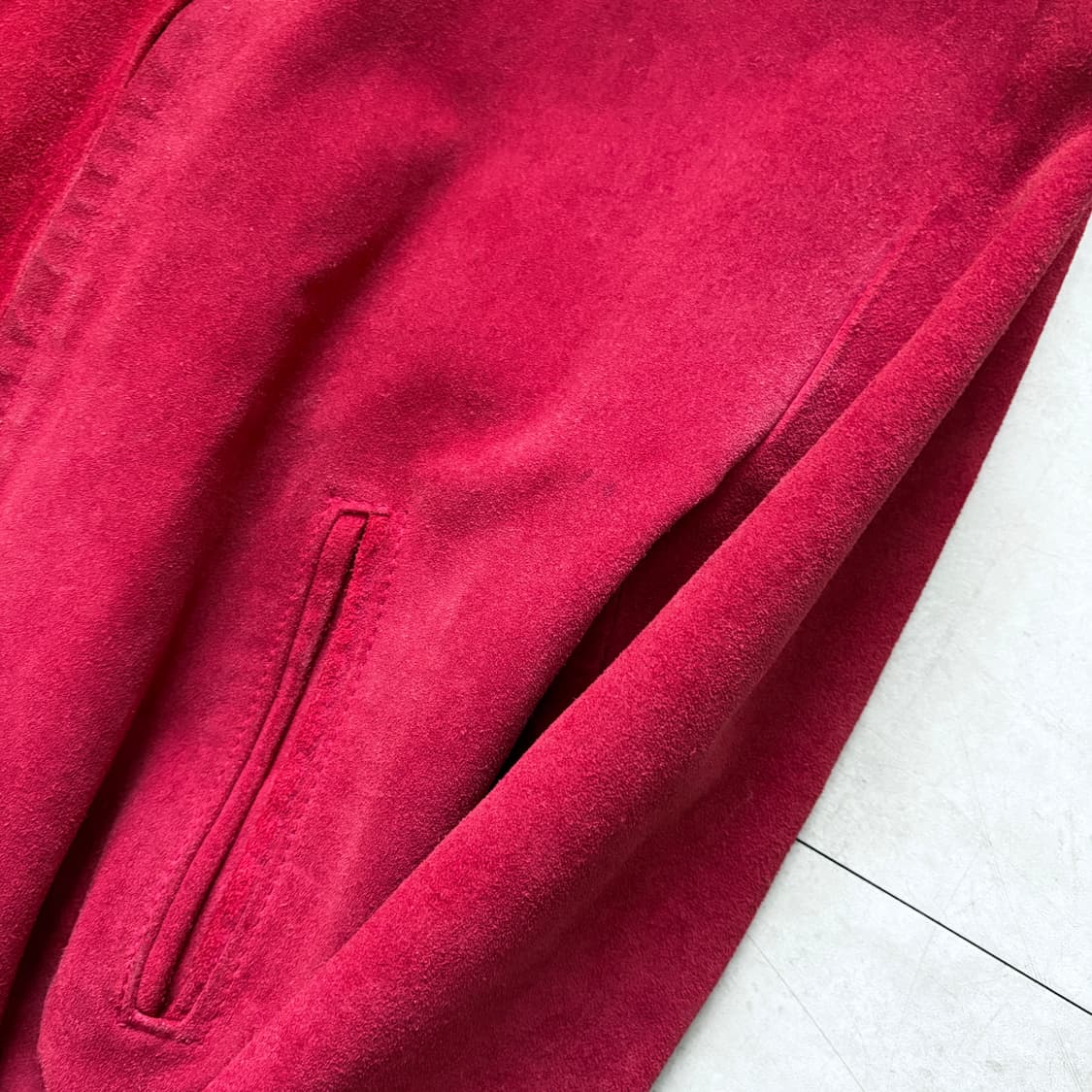 VINTAGE 90-00s 쇼트 스웨이드 레더 블루종 상품이미지5