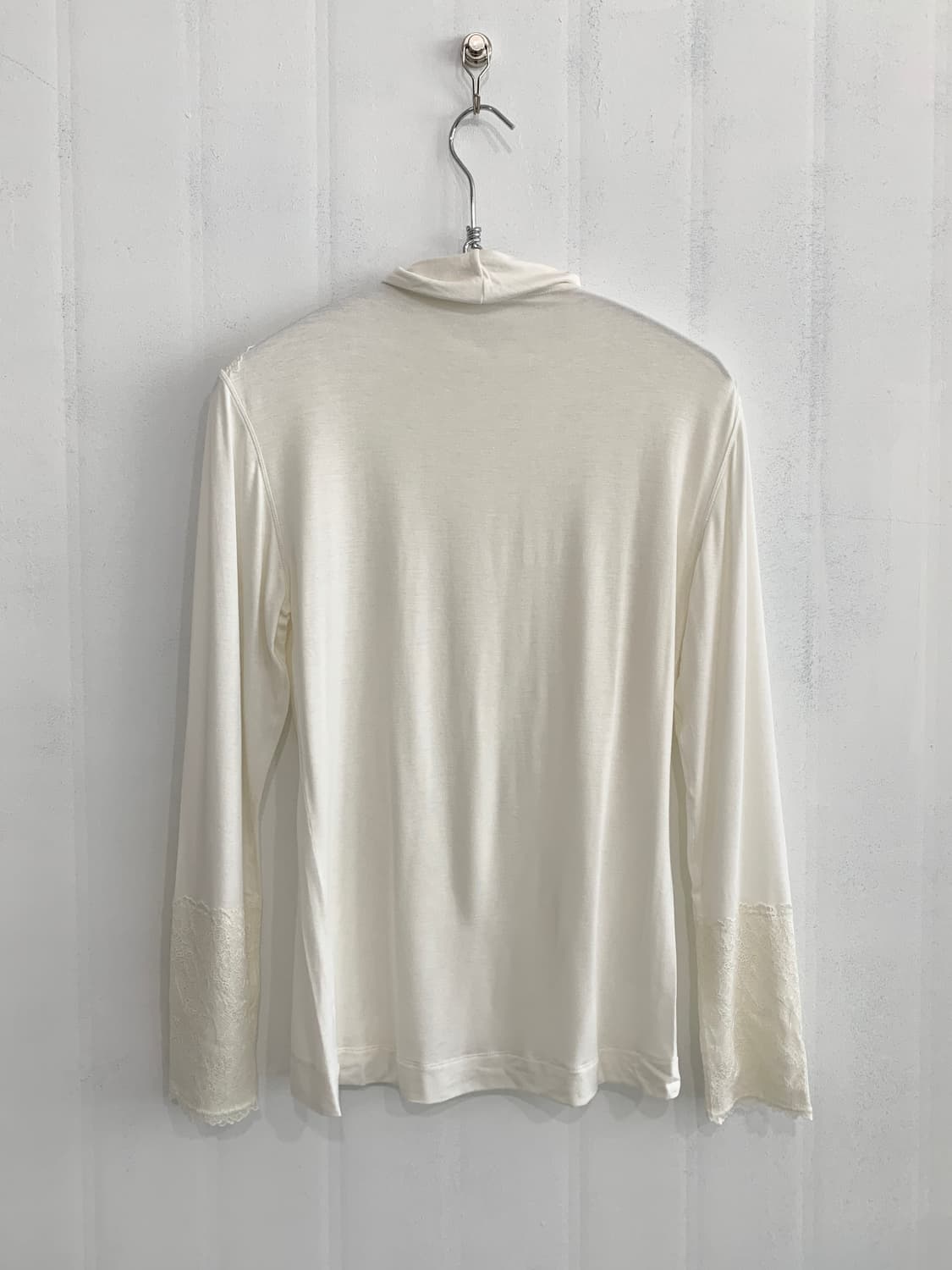 Ivory Lace Trim Turtleneck Top 상품이미지9