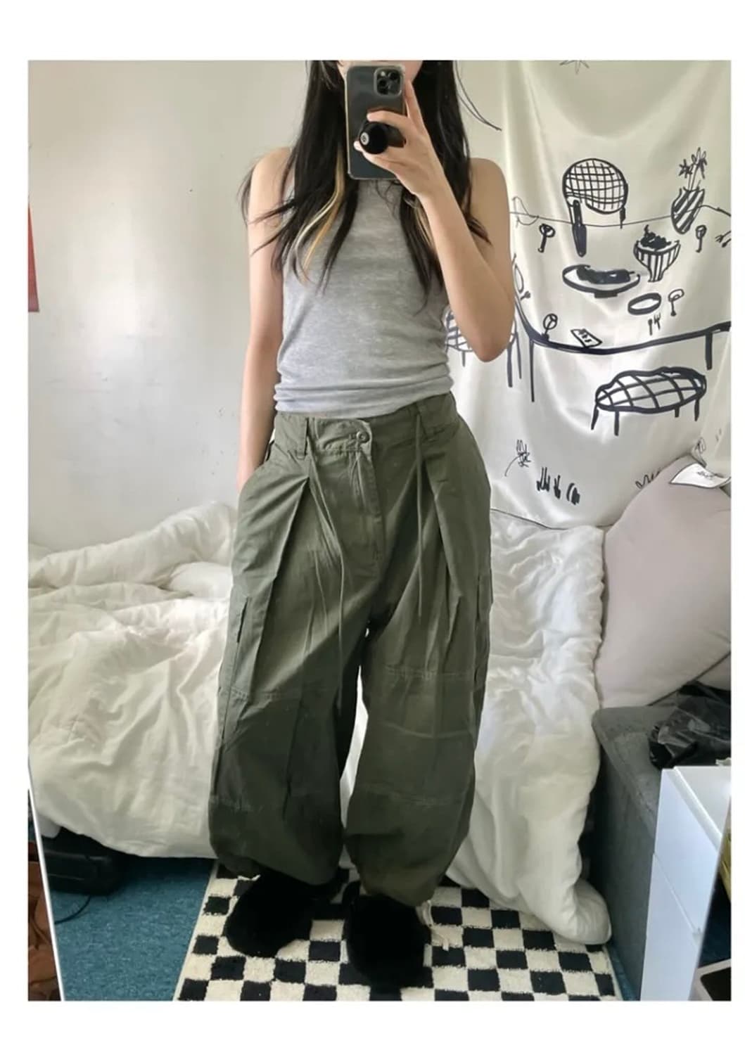 오피엠 카고 벌룬 와이드 스트링 팬츠 상품이미지1