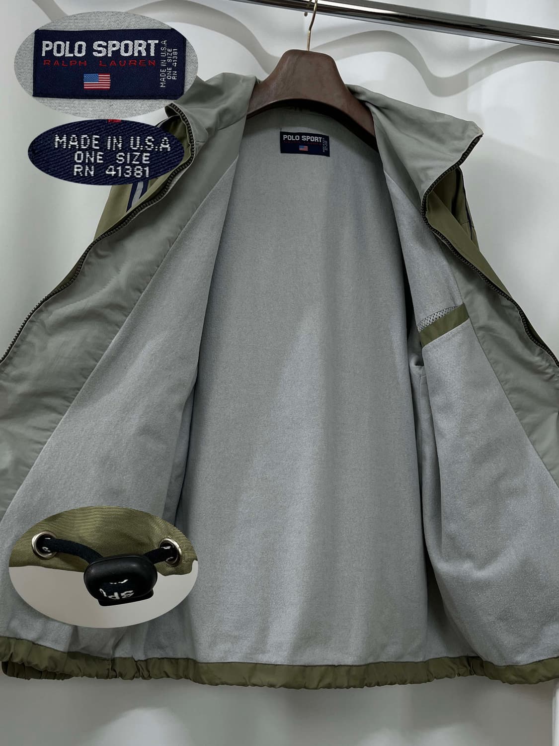 폴로 스포츠 USA 스펠아웃 백로고 올리브 윈드브레이커 자켓 상품이미지3