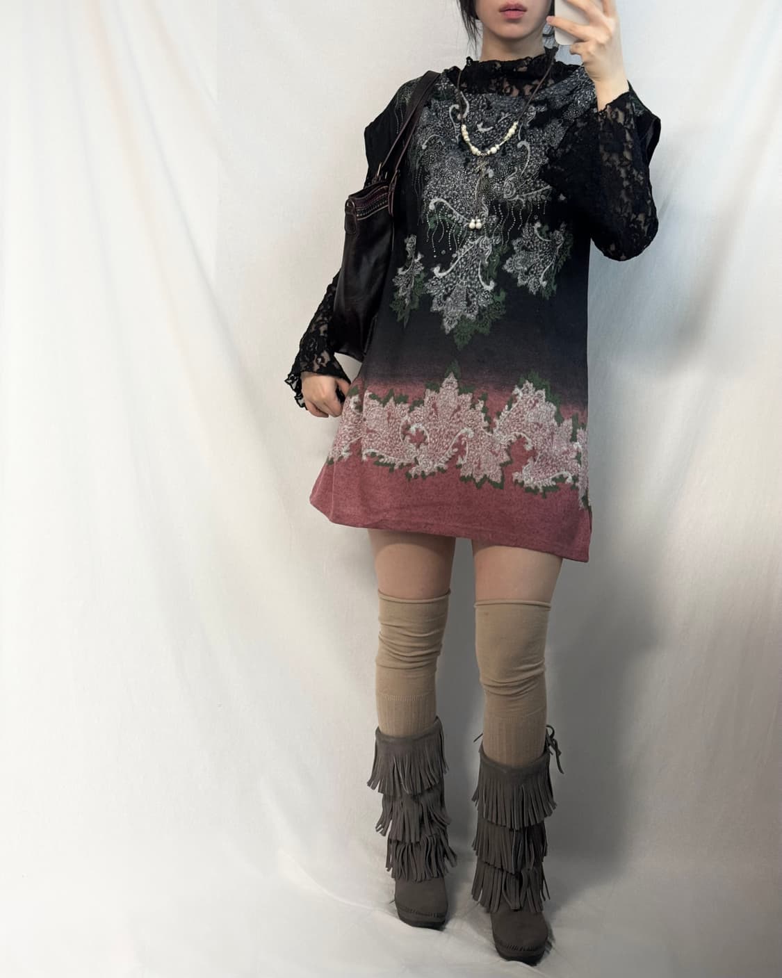 페이즐리 그라데이션 원피스 레이어드 탑 2pcs SET 상품이미지3