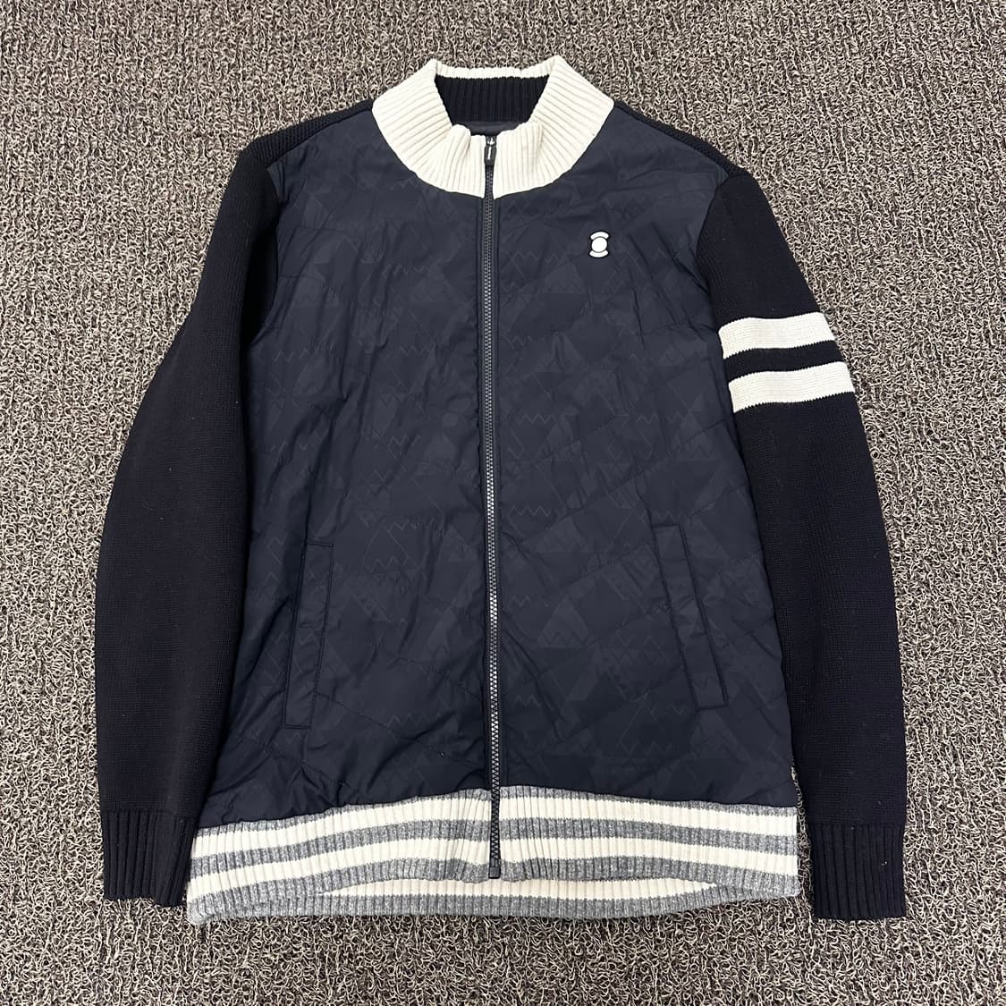 와이드앵글 남성 골프웨어 니트 집업 점퍼 블랙 100(L) 상품이미지1