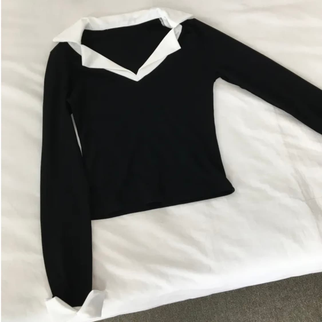 카라 레이어드 배색 셔츠 상품이미지2