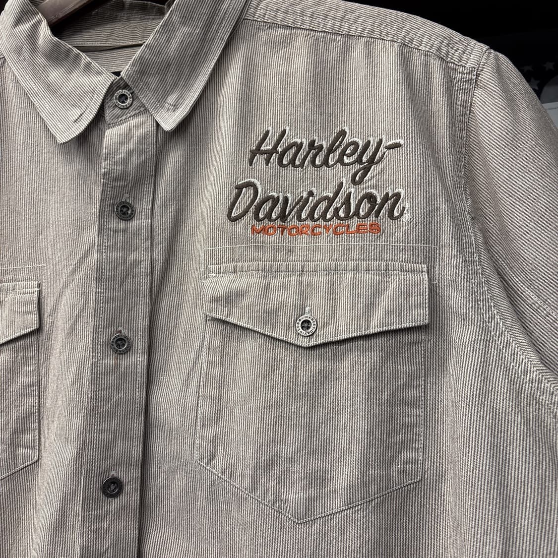 할리데이비슨 팻보이 엠브로이드 스트라이프 워크셔츠 N1155 상품이미지6