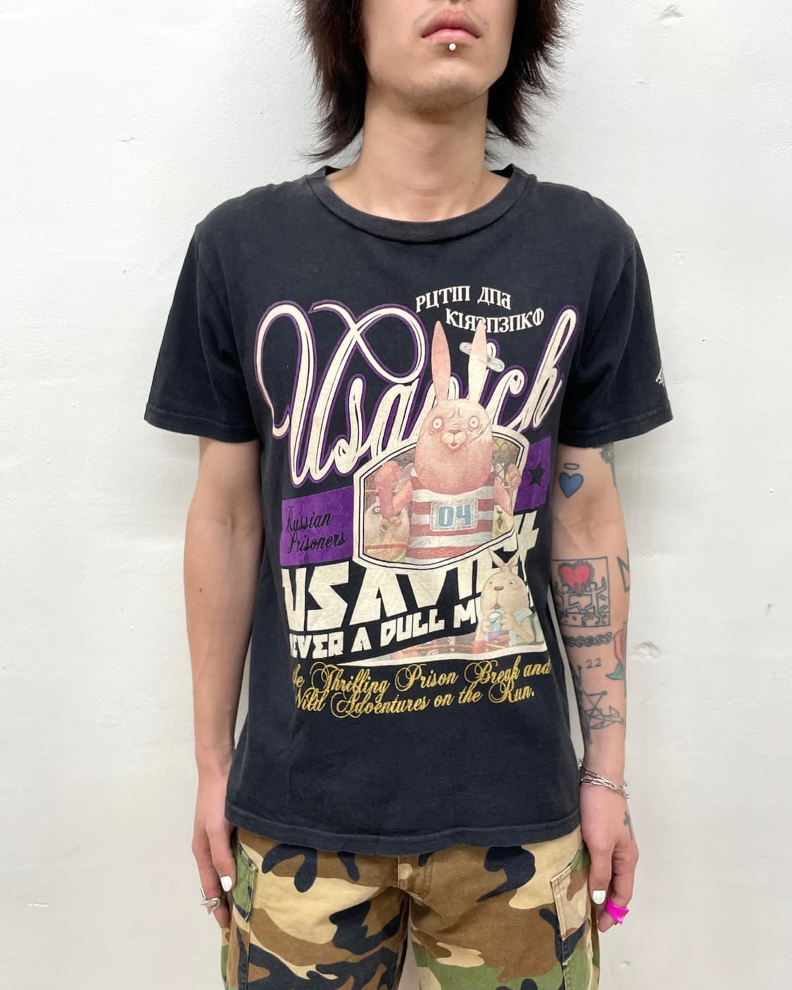 Purple Rabbit Vintage T-Shirt 상품이미지3