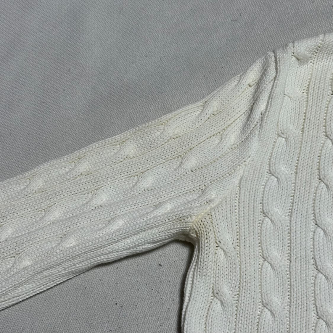 S 폴로랄프로렌 여성용 화이트 브이넥 케이블 니트 상품이미지8