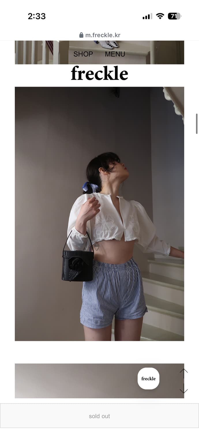 프레클 레이스 보우 크롭 블라우스 상품이미지2