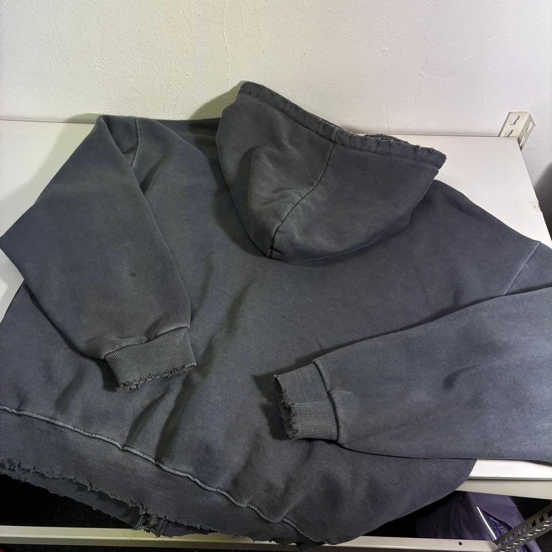 XL-XXL 빈티지 블리치그레이 루즈오버핏 그런지 스웻 후드집업 상품이미지3