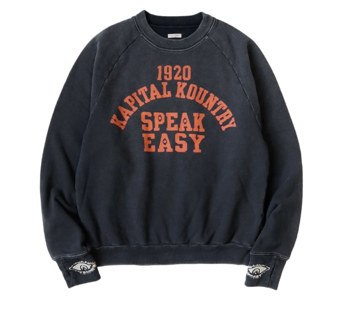 [5] 캐피탈 래글런 맨투맨 스웨트셔츠 스피크이지 블랙 상품이미지1