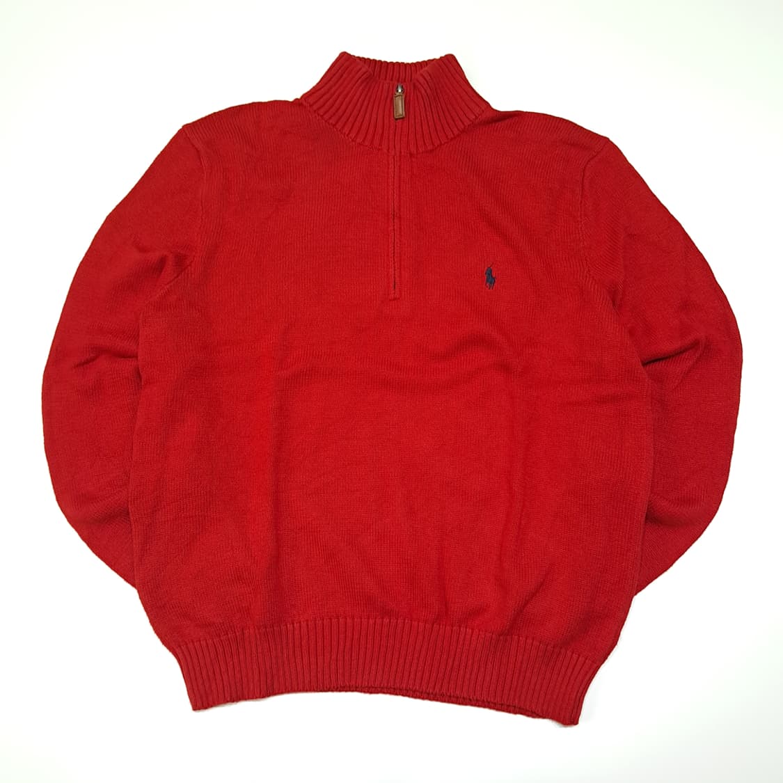 CL328 L 폴로 00s 코튼 가죽풀러 하프집업 니트 스웨터 상품이미지1