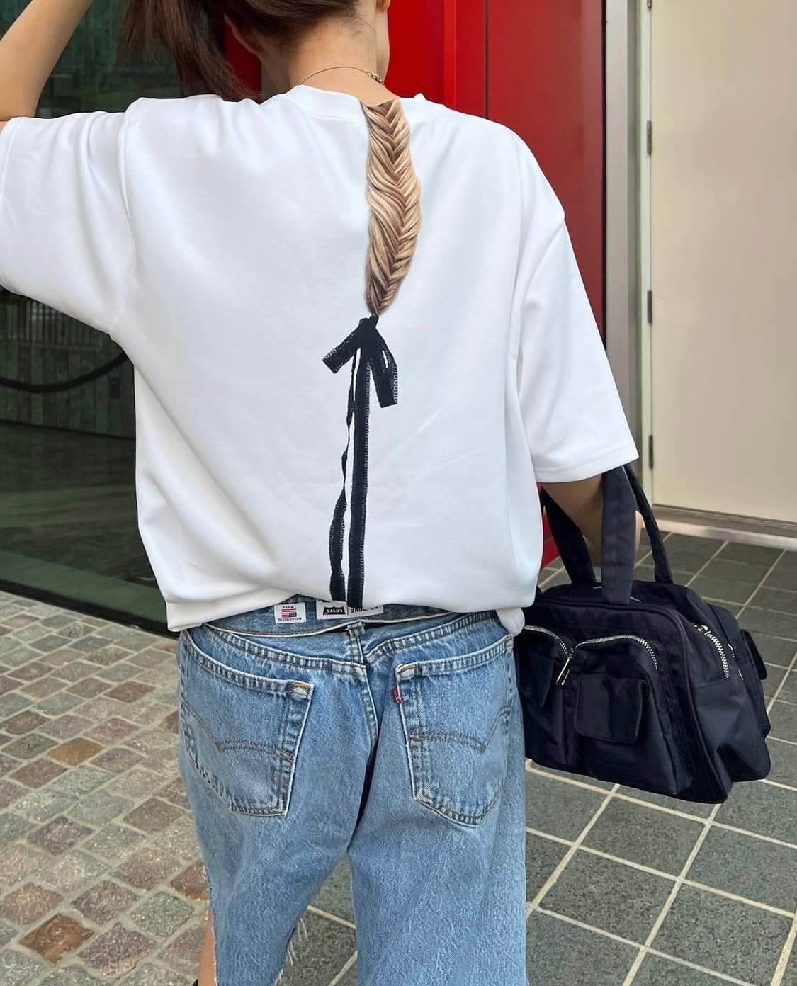 투밍 TUMING 브레이드 리본 티셔츠 상품이미지2