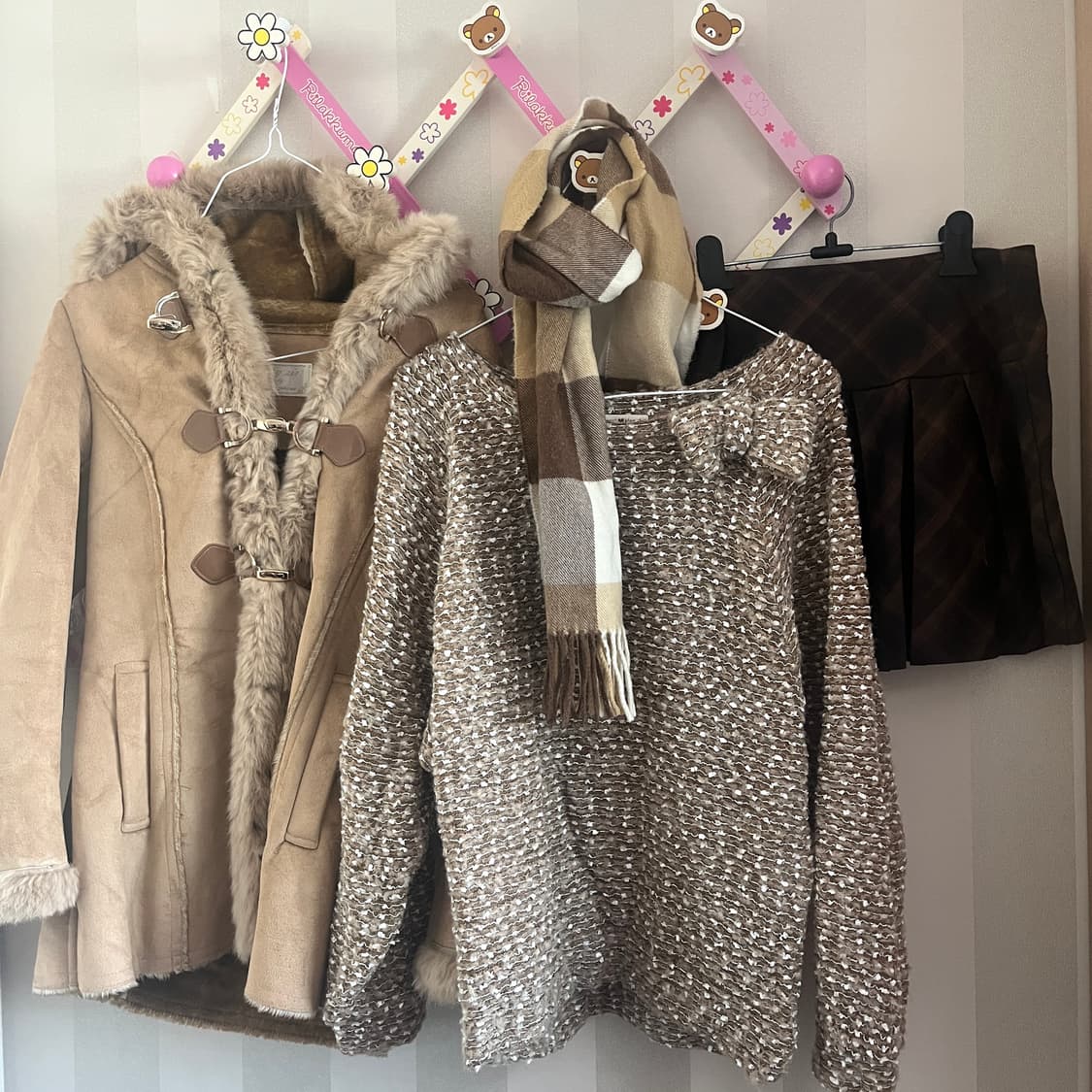 빈티지 라떼갸루 리본니트코트스커트 코디세트 하구미 상품이미지1