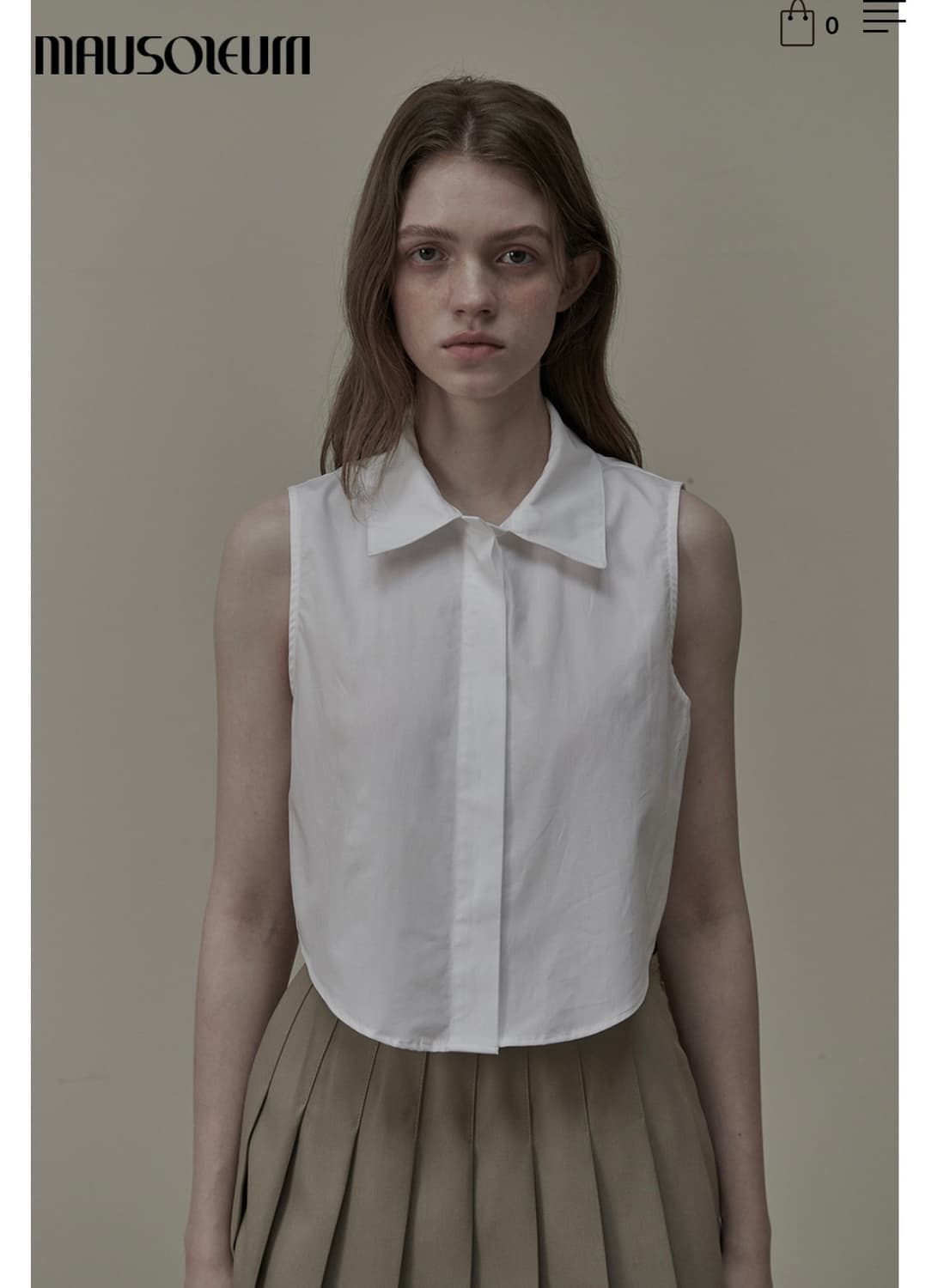 마우솔레움 슬리브리스 코튼 셔츠 화이트 상품이미지1