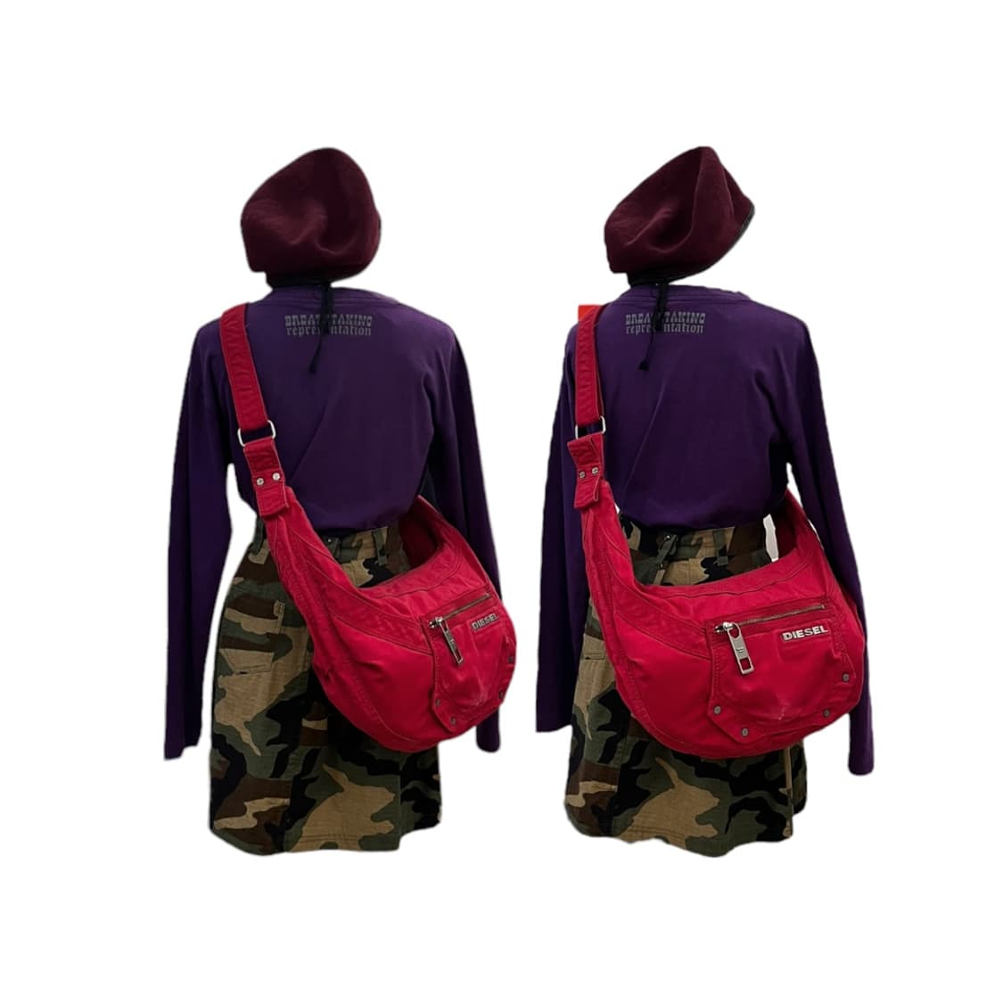디젤 코튼 크로스바디 하프문백 레드 상품이미지10