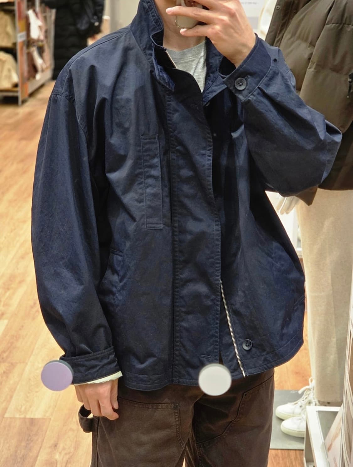 ZARA 자라 기능성 배색 남자 점퍼 네이비 S 상품이미지3