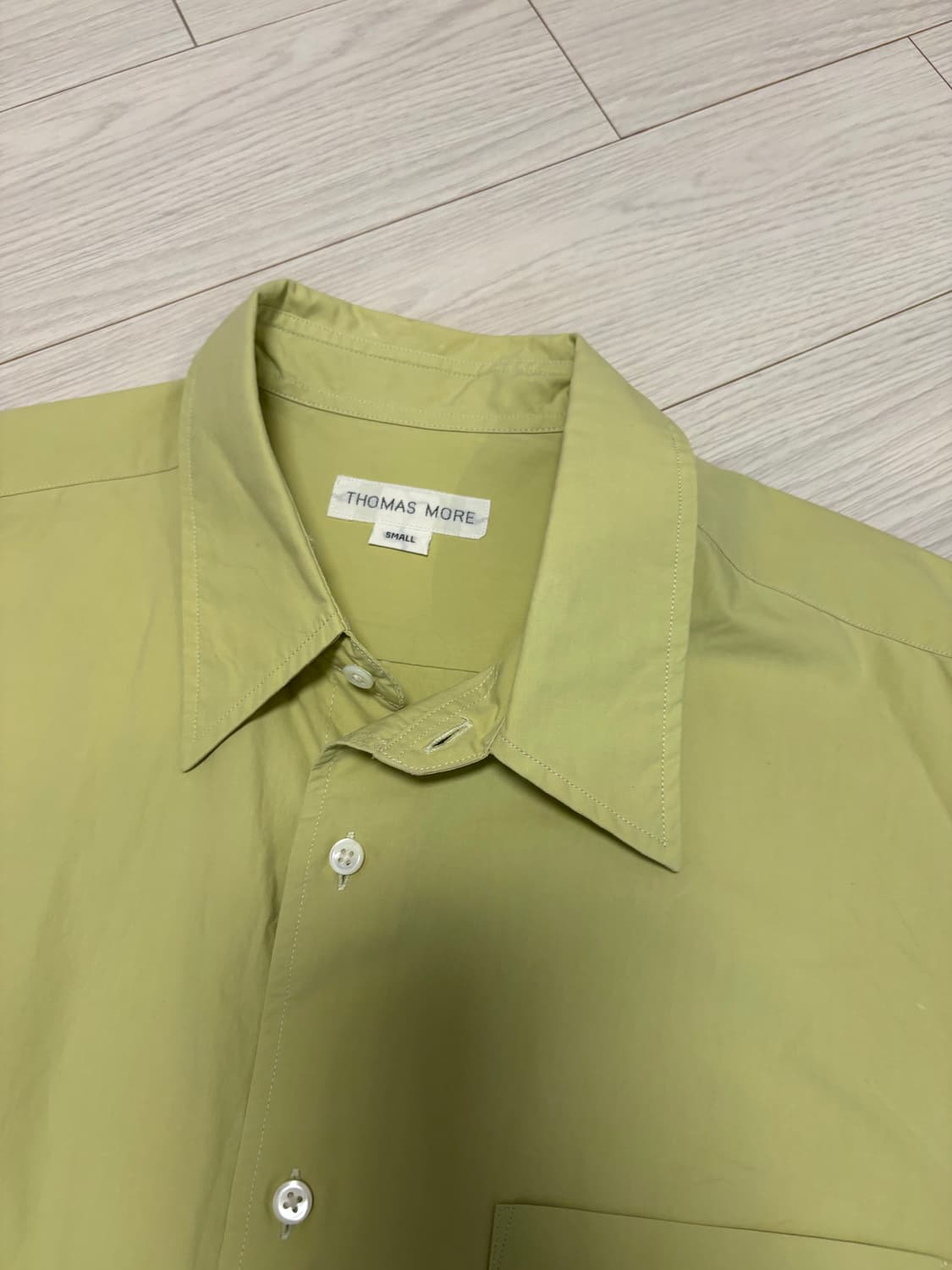 토마스모어 포플린 셔츠 라임색상 S사이즈(100-103) 상품이미지2