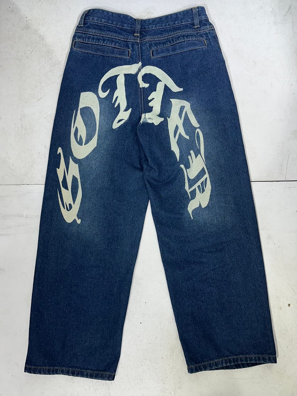 빈티지 진청 와이드 힙합 새깅 백 프린팅 데님 팬츠 청바지  상품이미지6