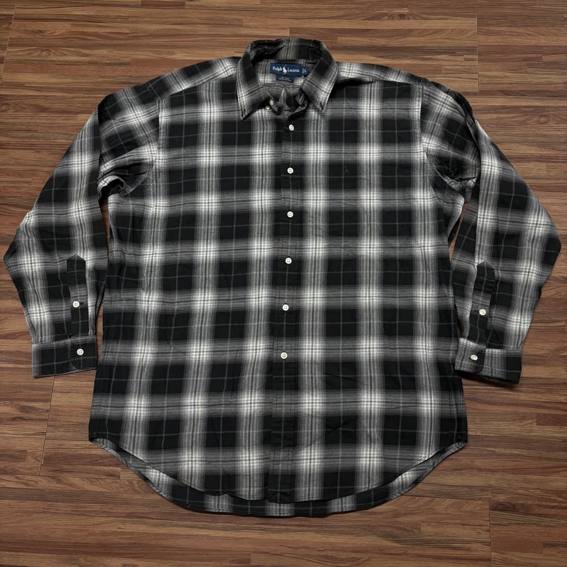 올드 폴로 랄프로렌 플라넬 옴브레 타탄 체크 긴팔 셔츠 상품이미지1