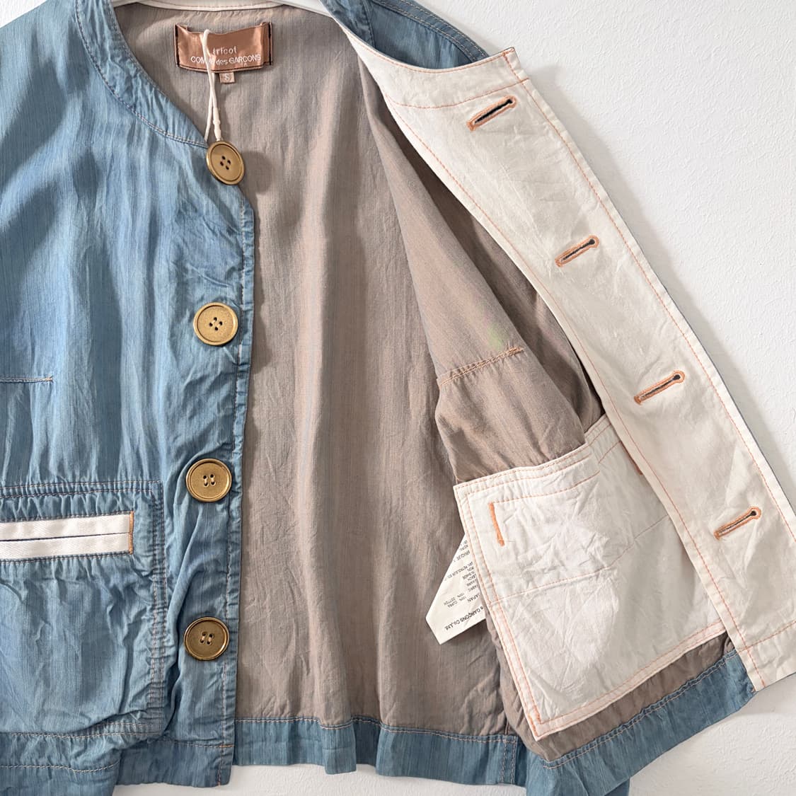 Washed Denim Non Collar Jacket 상품이미지7