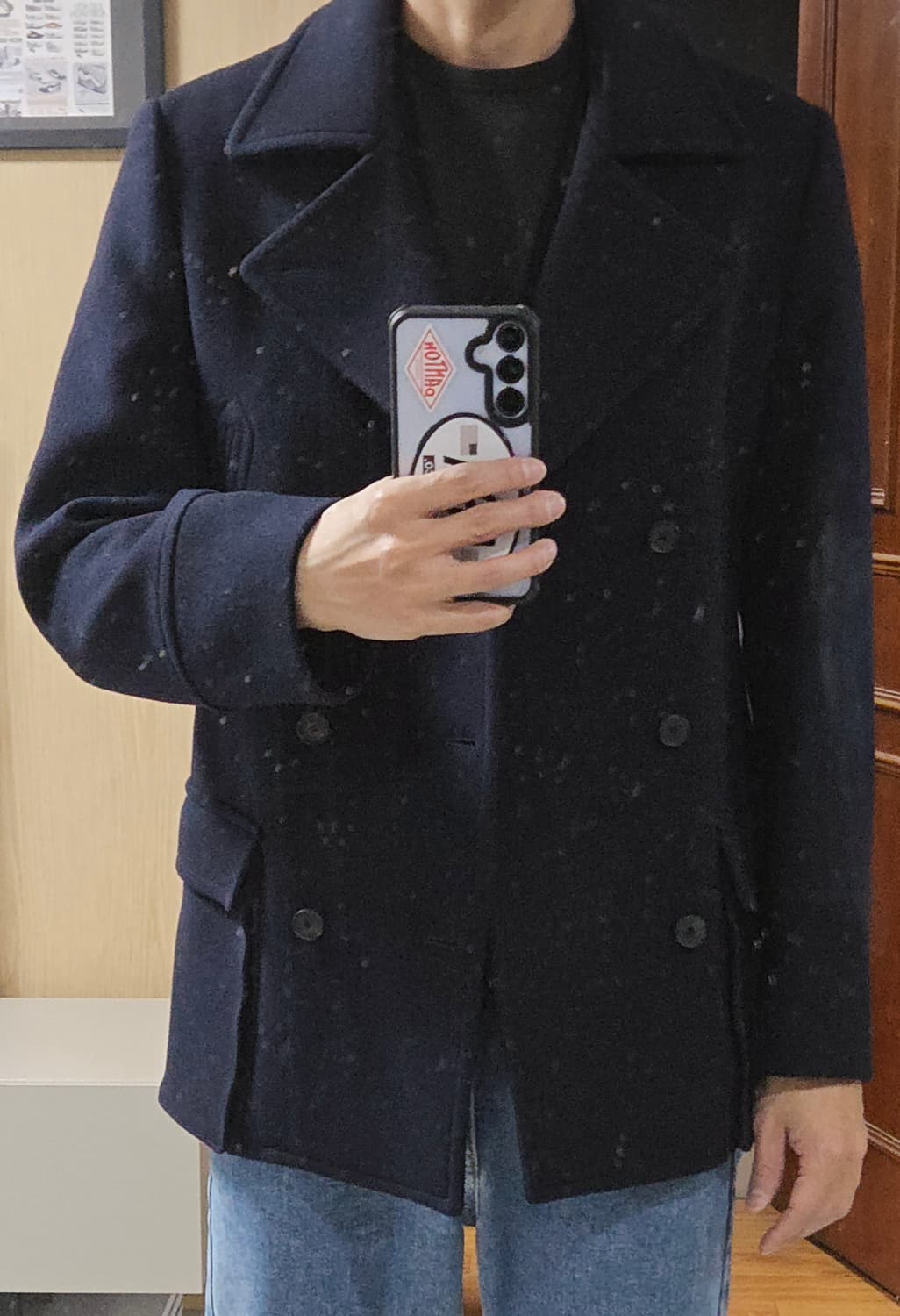 (착샷) 노앙 피코트 울 코트 네이비 상품이미지6