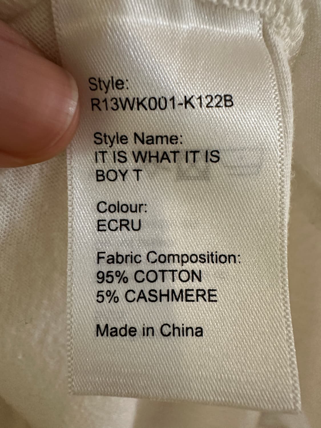 R13  25SS 캐시미어 티셔츠 에크루 (S) 상품이미지6