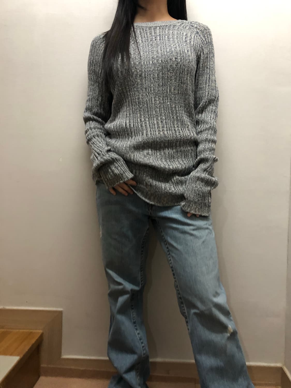 빈티지 버커루 라이트 그레이 니트 상품이미지6