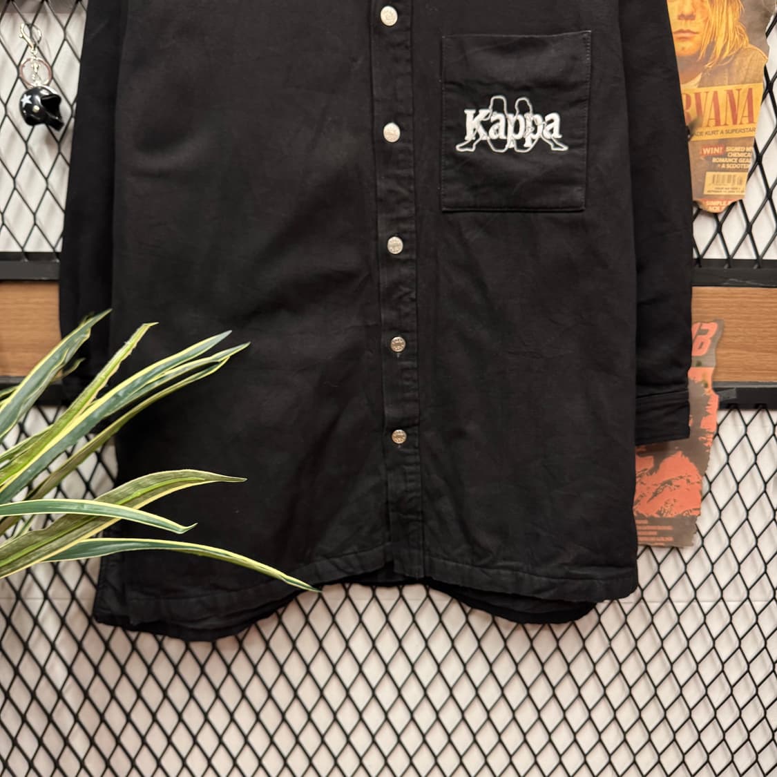 카파 X GU 롱 셔츠 자켓 전면 빅로고 빅포켓 포인트 블랙 상품이미지4