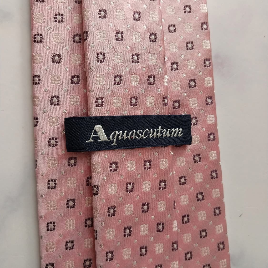 아쿠아스큐텀 실크 핑크 패턴 넥타이 9.4cm A+등급 K1932 상품이미지9