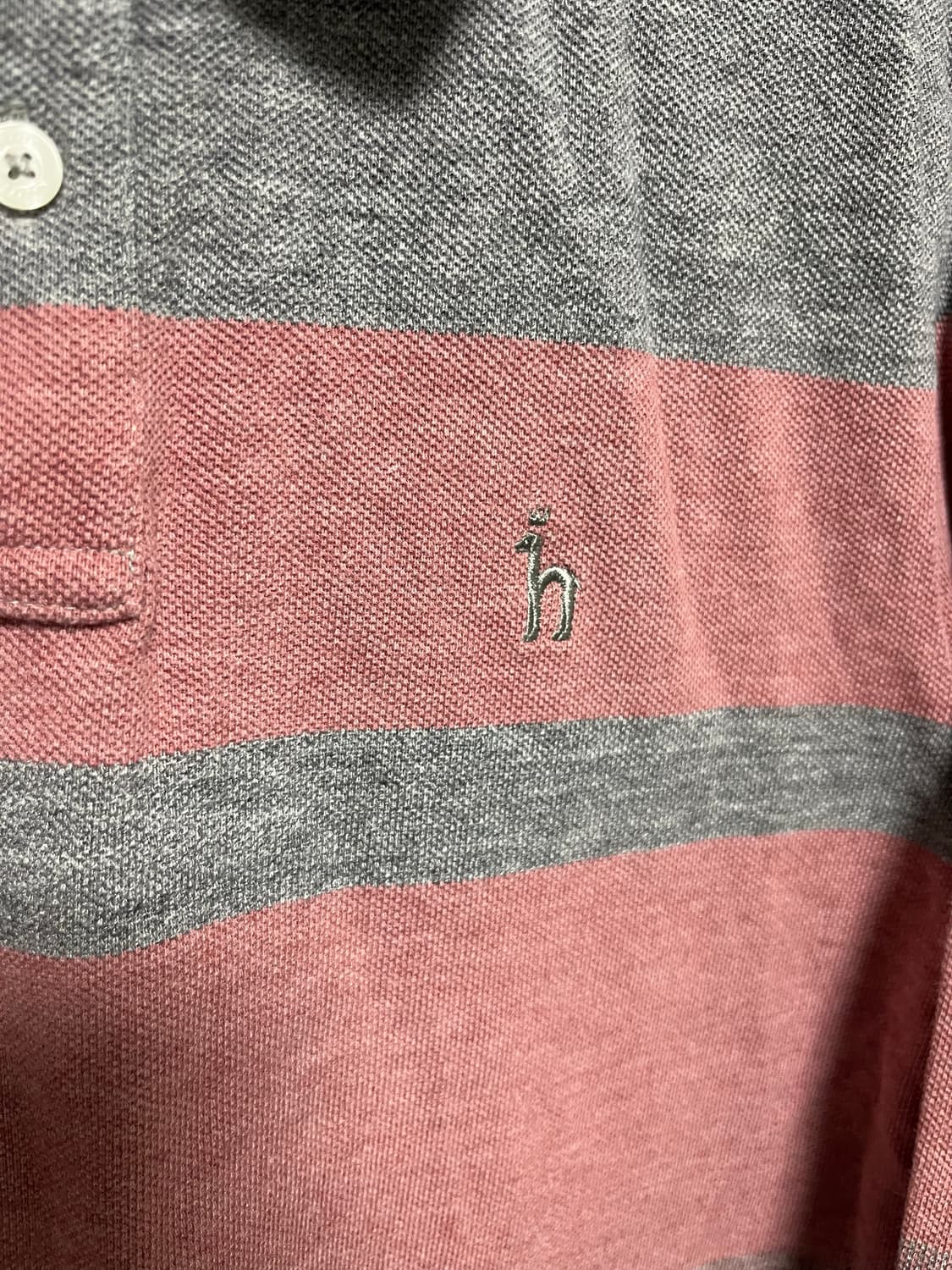 헤지스 핑크/회색 스트라이프 긴팔티 상품이미지2