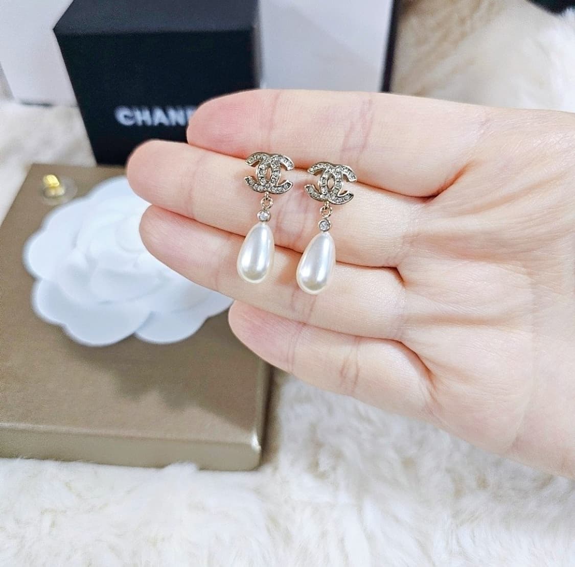 빈티지 샤넬 엔틱 드롭 진주 업사이클링 귀걸이 상품이미지6