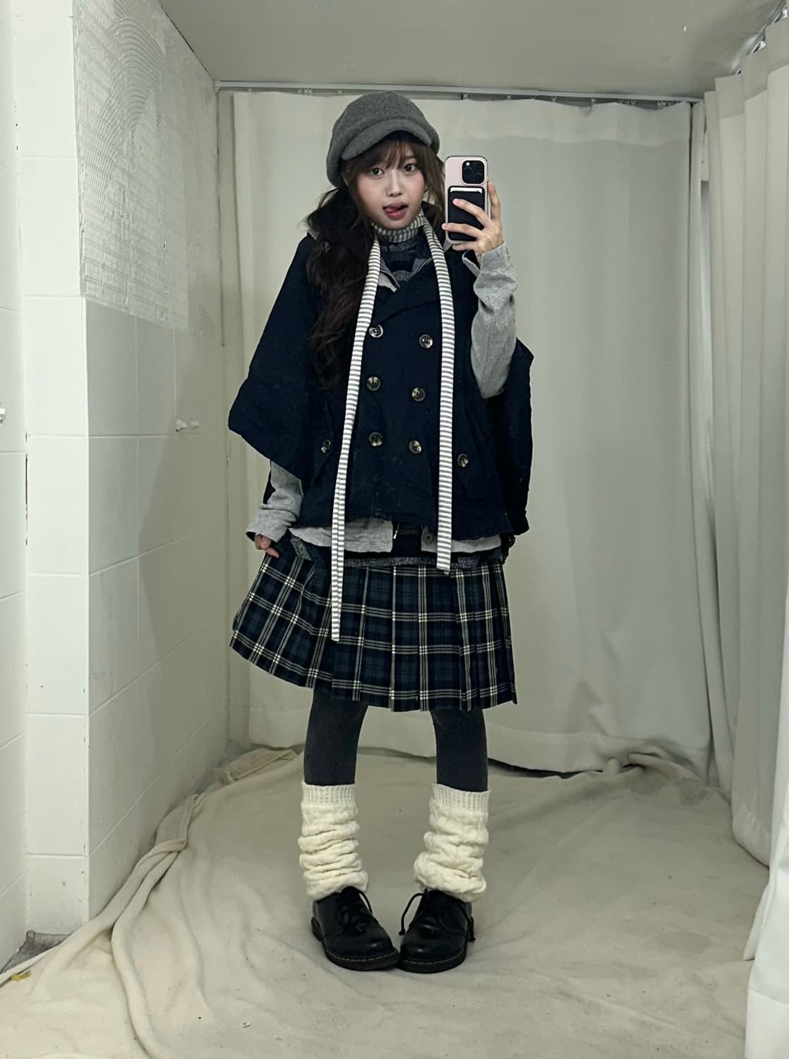 네이비 케이프 도트 니혼진 모리걸 코디세트 상품이미지1