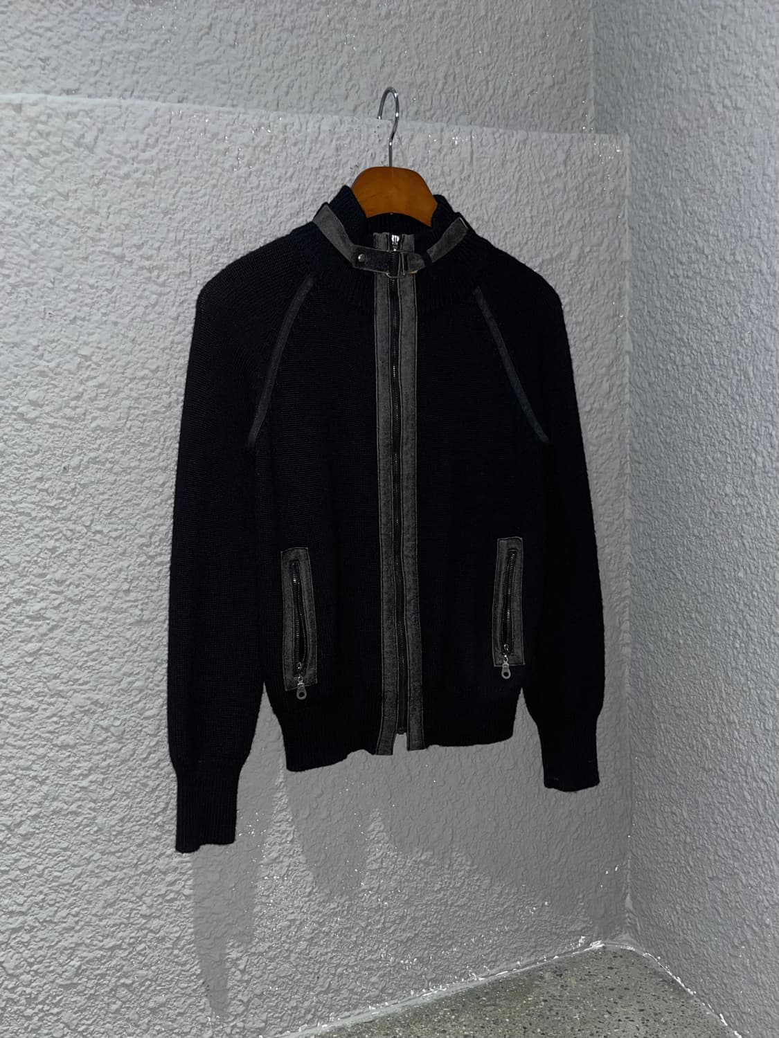 빈티지 버클 하이넥 니트 집업 상품이미지2