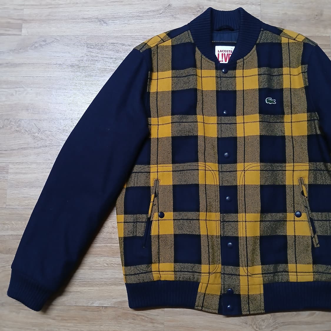 lacoste 라코스테 라이브 악어 모직 타탄체크 블루종 자켓 점퍼 상품이미지2